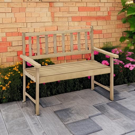 Tangkula Outdoor Teak Wood Garden Bench, 2-Person Patio Bench - Image 6