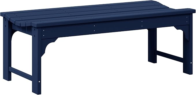 WO Home Furniture Outdoor 46" Backless HDPE Adirondack Bench, Poly Lumber Seat by WOHomeFurniture
