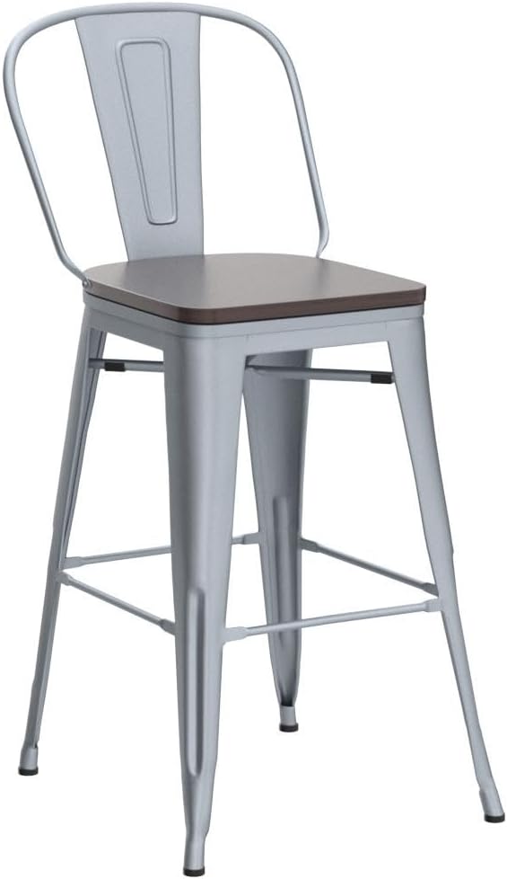Alunaune 30" Swivel Metal Bar Stools Set of 4 High Back Counter Height - Image 5