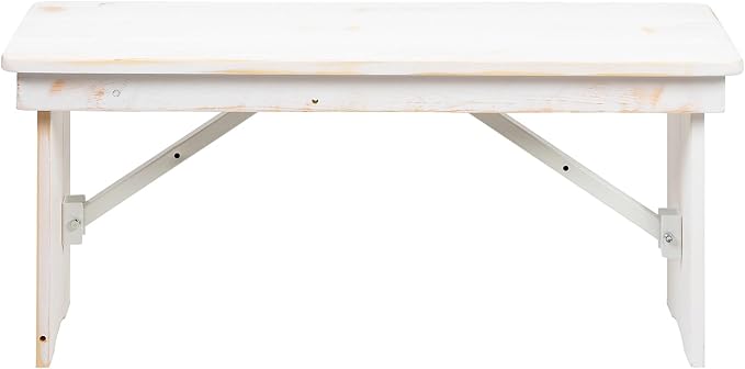 Flash Furniture HERCULES Series 40" x 12" Antique Rustic White Solid Pine - Image 9