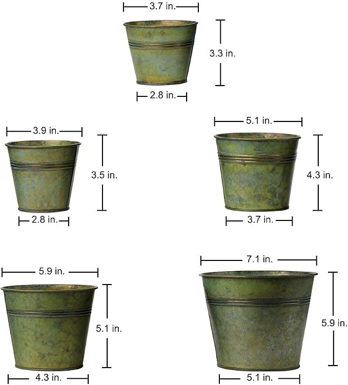 Briful 5 Size Galvanized Buckets Rustic Farmhouse Metal Bucket Galvanized - Image 2