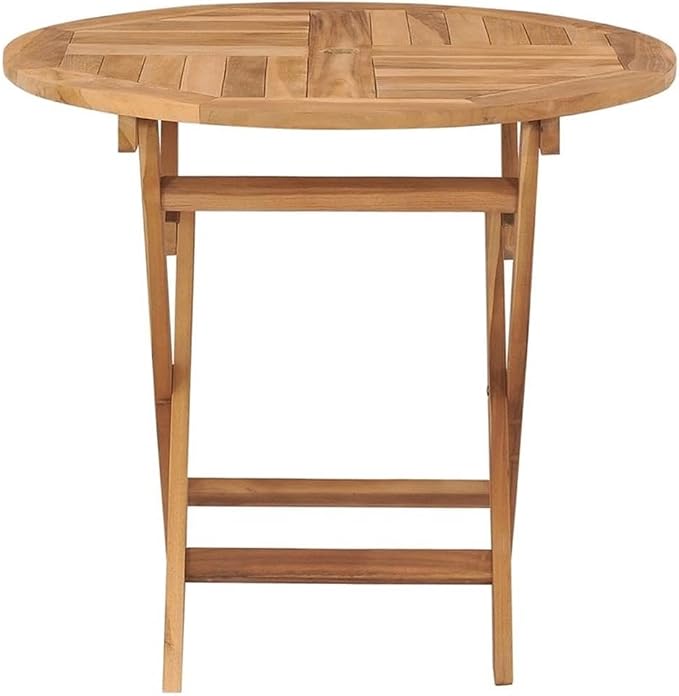 BOWERY HILL Foldable Teak Wood Dining Table, 33.5 x 33.5 x 29.9 in, Sandblasted - Image 3