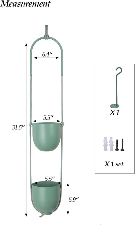 Metal Hanging Planters 2 Tiers Indoor Outdoor Modern Plant Hangers Wall Ceiling - Image 6