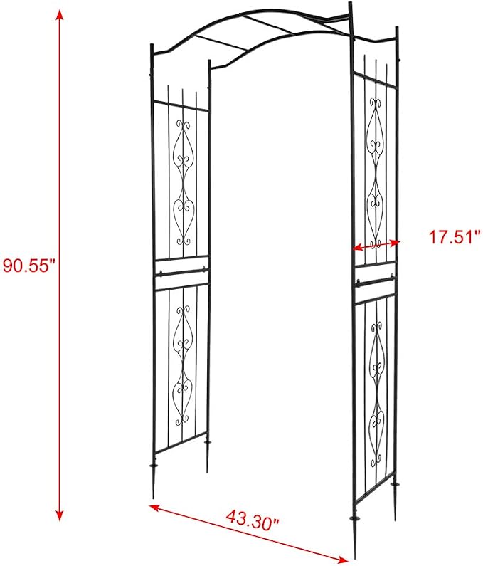 Outvita 7.5Ft Garden Arch Arbor, Steel Frame Stand Trellis, Arbour Archway - Image 2