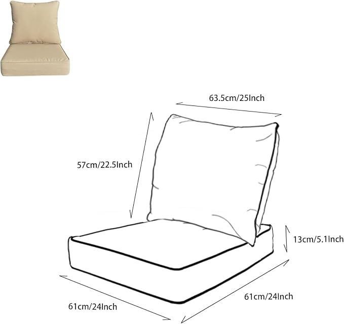 Goodgoods 24x24 inch Outdoor/Indoor Deep Seat Patio Cushion Set of 1 Resilient - Image 2
