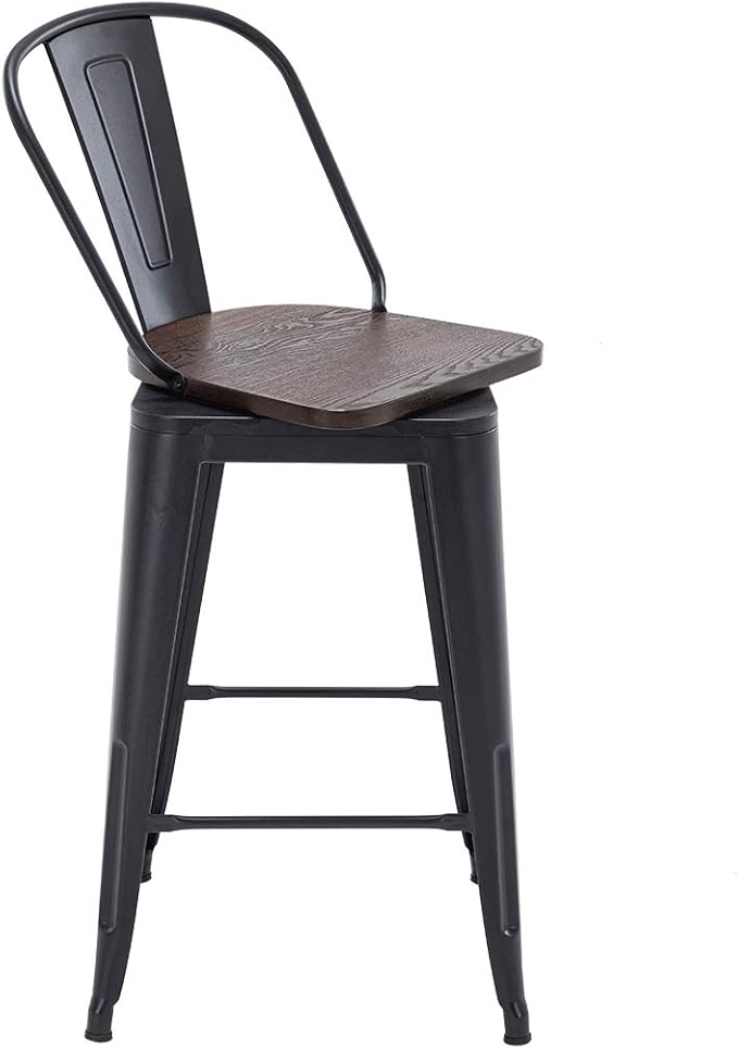 Alunaune 30" Swivel Metal Bar Stools Set of 4 High Back Counter Height - Image 8