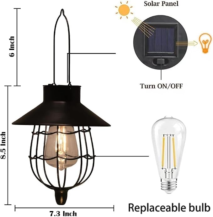 YAKii 6 Pack Solar Lantern Hanging Waterproof Outdoor Metal Solar Lamp - Image 2