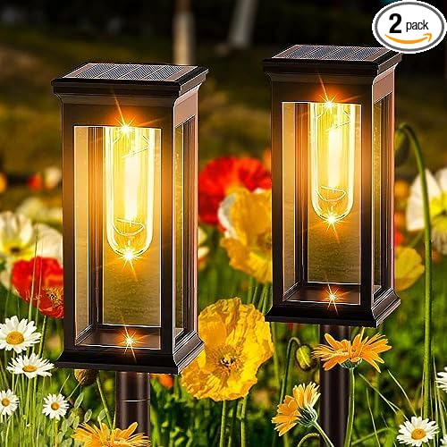 2 Pack Solar Pathway Lights Outdoor, IP65 Waterproof by SolarPathwayLights