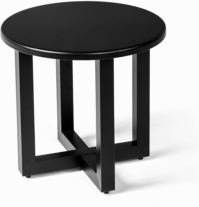 VINGLI Round Outdoor Side Table, Small Metal Outdoor Table Patio End Tables by VINGLI