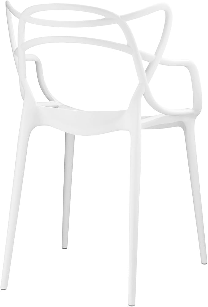 Modway Entangled Modern Molded Plastic Two Dining Armchairs in White - Image 6