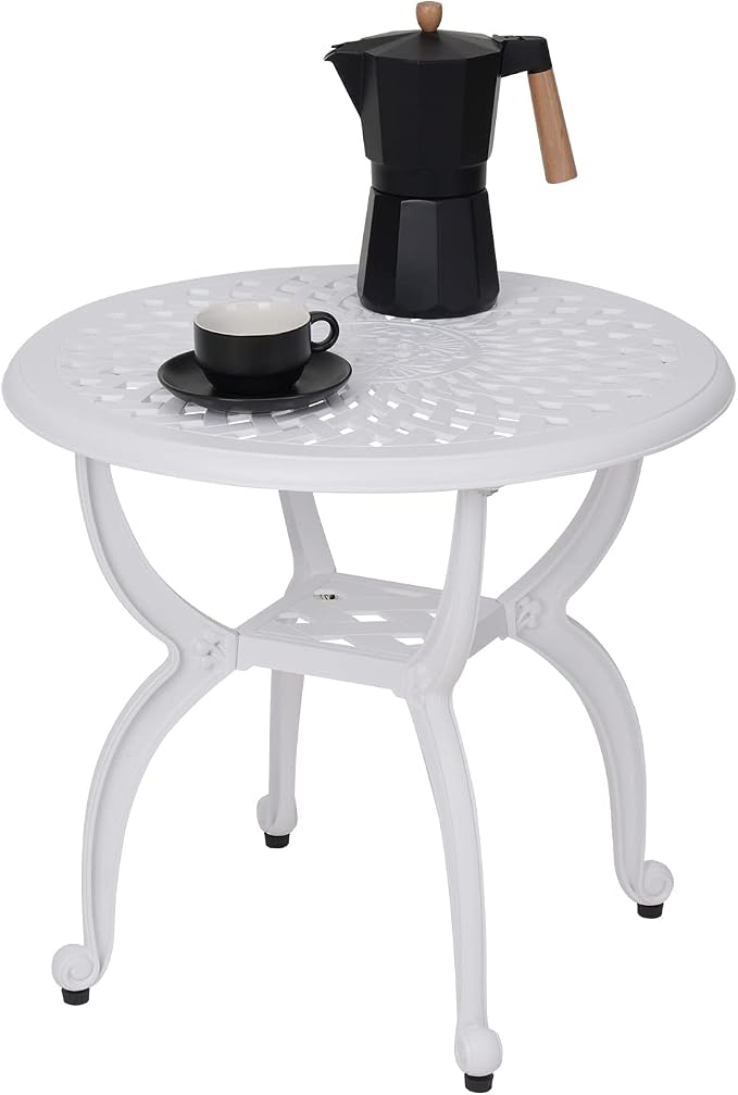 JARDIN DE CENTENNIAL Cast Aluminum Outdoor Side Table, Anti-Rust Outdoor End by JARDINDECENTENNIAL