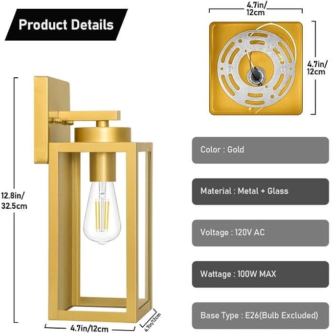 BesLowe 2-Pack Outdoor Wall Light Fixtures, Exterior Waterproof Wall Lanterns - Image 6