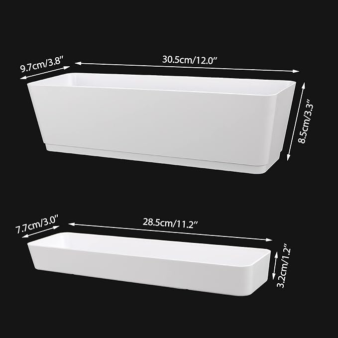 GREANER Window Boxes, 3 Pack 12x3.8 Inch Mixed Color Rectangle Herb Planters - Image 3