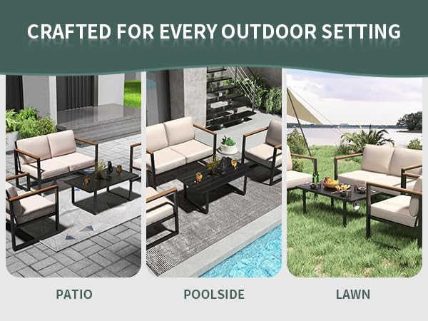 GarveeLife 4 Piece Metal Outdoor Conversation Set - Image 9