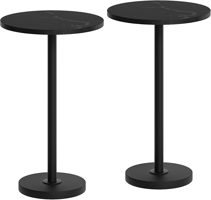 Round Side Table Set of 2, Tall Drink End Table by Yatiney