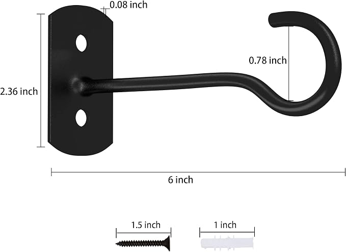 6in Hanging Plant Hooks 4Pack Ceiling Hooks - Image 2