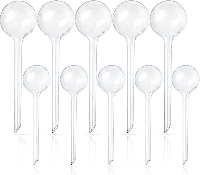 10 Pcs Clear Plant Watering Globes, Plastic Self-Watering Bulbs, Flower by -PlantWateringGlobes-