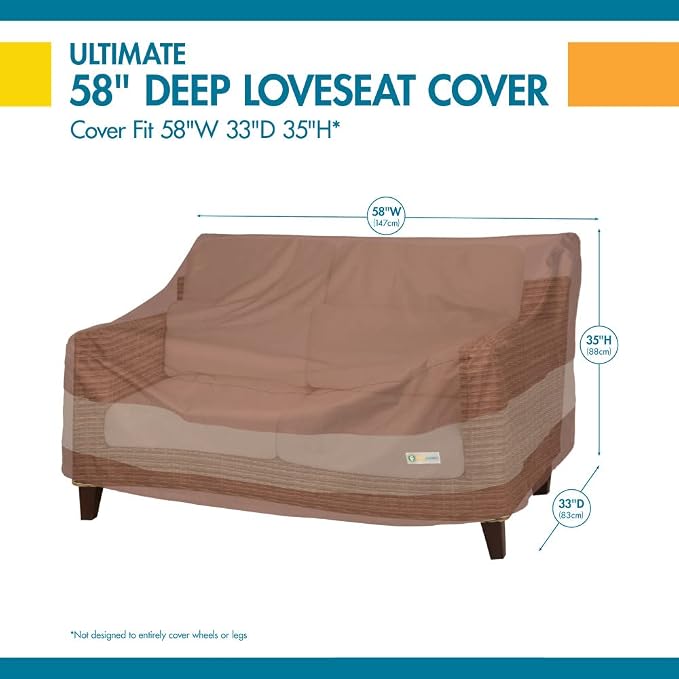 DUCKCOVERS ULV603535 Ultimate Loveseat Cover, Mocha Cappuccino, Patio Furniture - Image 8