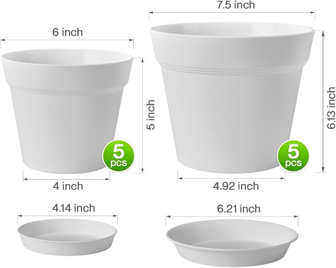 homenote Plant Pots, 6/7.5 Inch Flower Pots - Image 4