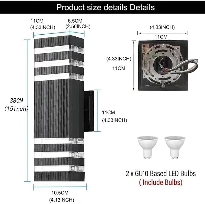 10Pack 15inch LED Square Up & Down Wall Lights, 14W Outdoor Wall Light 4000K - Image 5