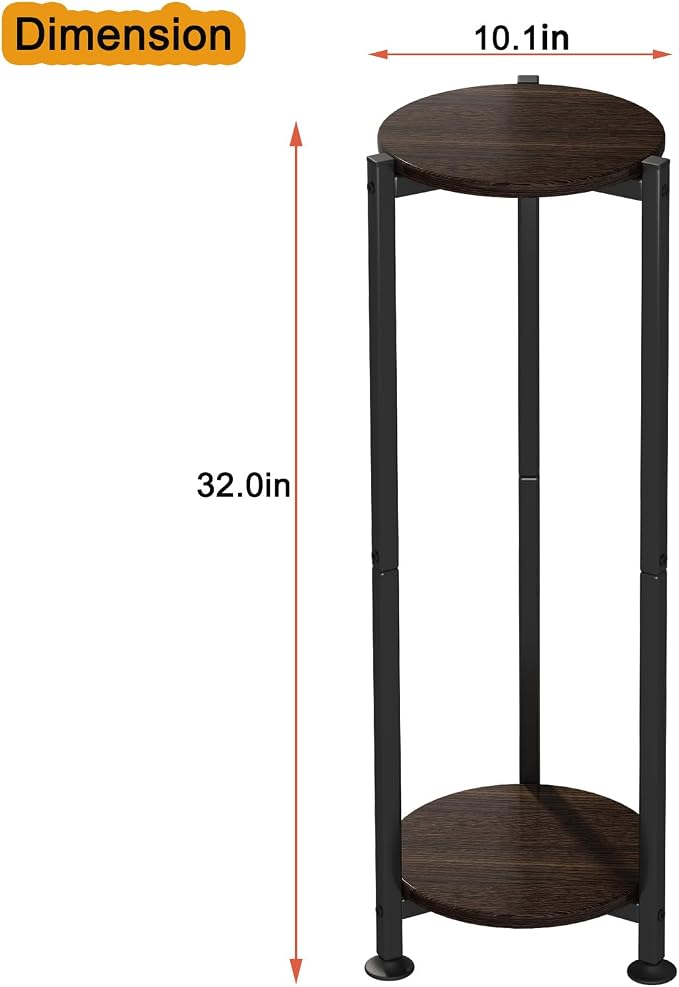 Plant Stand Indoor Outdoor 2 Tier Tall Metal Corner Storage Tiered Plant Shelf - Image 6