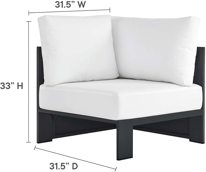 Modway Tahoe Aluminum 3-Piece Outdoor Patio Furniture Gray White, Modular - Image 6