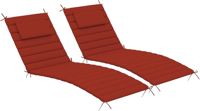 Sundale Outdoor Olefin Quilted Lounge Cushion Set of 2, Patio Foldable Chaise by SundaleOutdoor