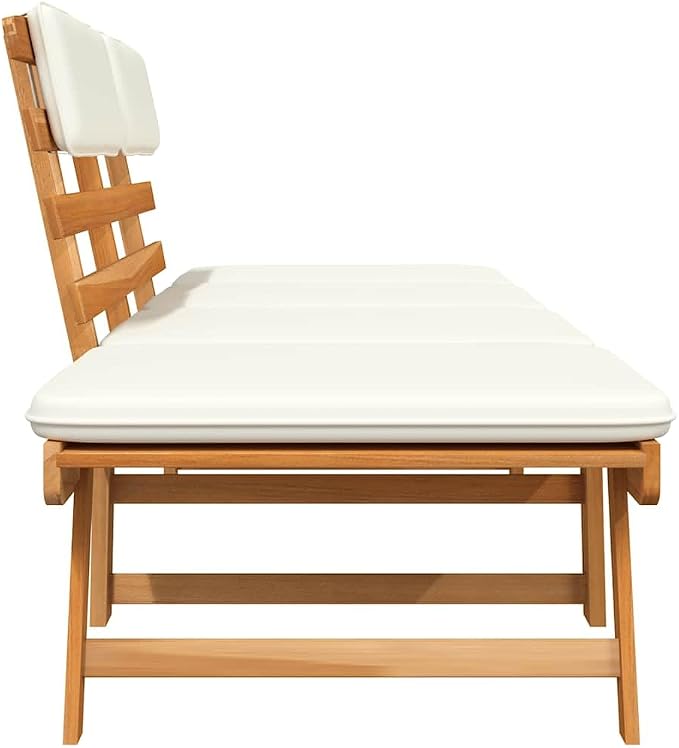 vidaXL Solid Wood Garden Bench Day Sofa Bed w/Cushions Outdoor Patio Garden - Image 8