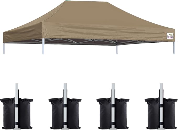Eurmax USA Pop Up Canopy Top Gazebo Tent Cover Replacement Top Only, Bonus 4PC by Eurmax