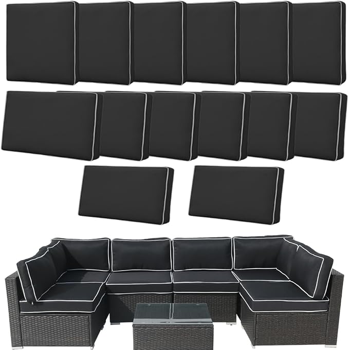 14Pcs Outdoor Cushion Covers Replacement Washable w/Zipper by Frxeyaliz