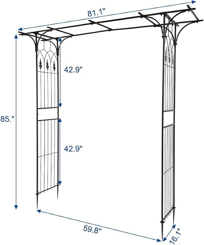 Wrought Iron Garden Arch Arbor for Climbing Plants, Outdoor Garden Lawn - Image 2