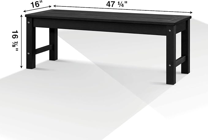 Psilvam Knight Bench Set of 2, Two Person Outdoor Poly Lumber Patio Backless - Image 3