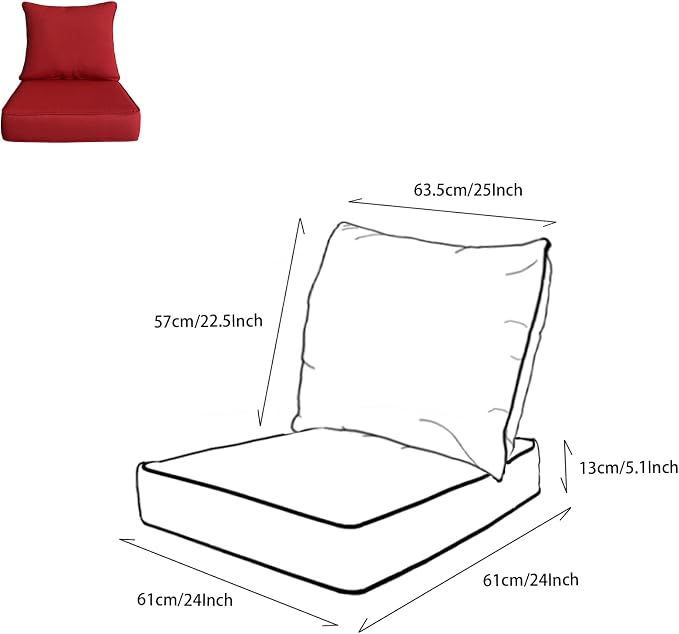 Goodgoods 24x24 inch Outdoor/Indoor Deep Seat Patio Cushion Set of 1 Resilient - Image 2