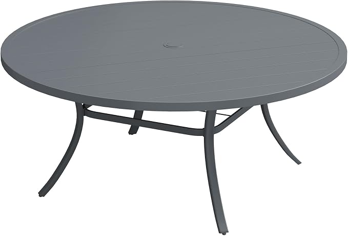 Patio Dining Table for 8-10, Round Metal Outdoor Table by VOXBIN