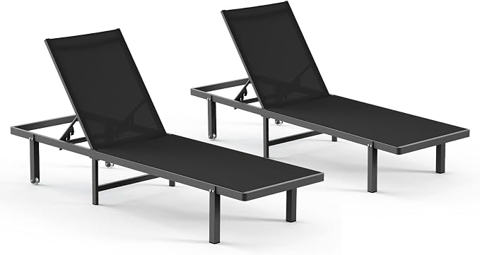 Aluminum Outdoor Lounge Chairs Set of 2, Pool Lounge Chairs - Image 8