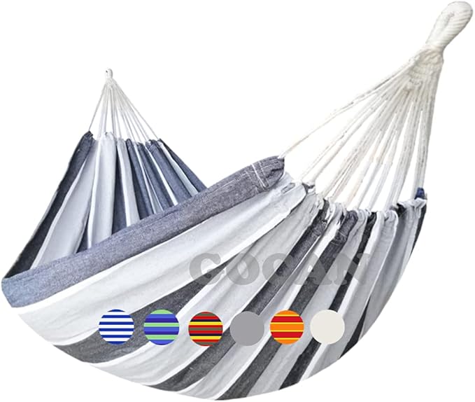 Brazilian Double Hammock 2 Person Extra Large Canvas Cotton Hammock by GOCAN