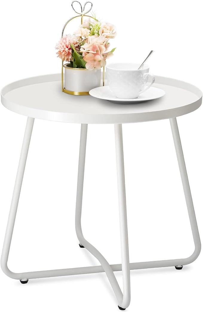 danpinera Outdoor Side Tables, Weather Resistant Steel Patio Side Table by danpinera