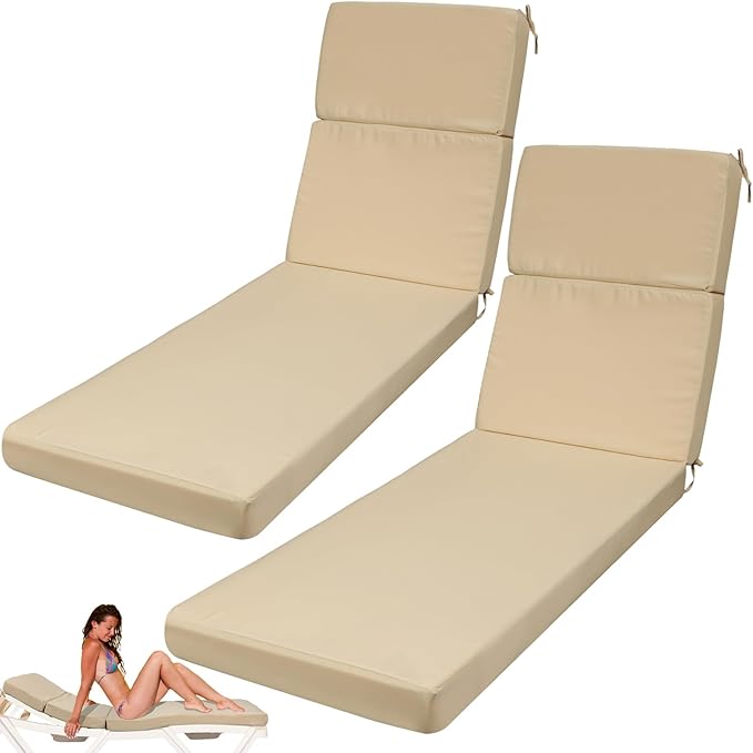 2 Pcs Indoor Outdoor Chaise Lounge Cushions Sponge Bench Outdoor Furniture by SmoothNovelty