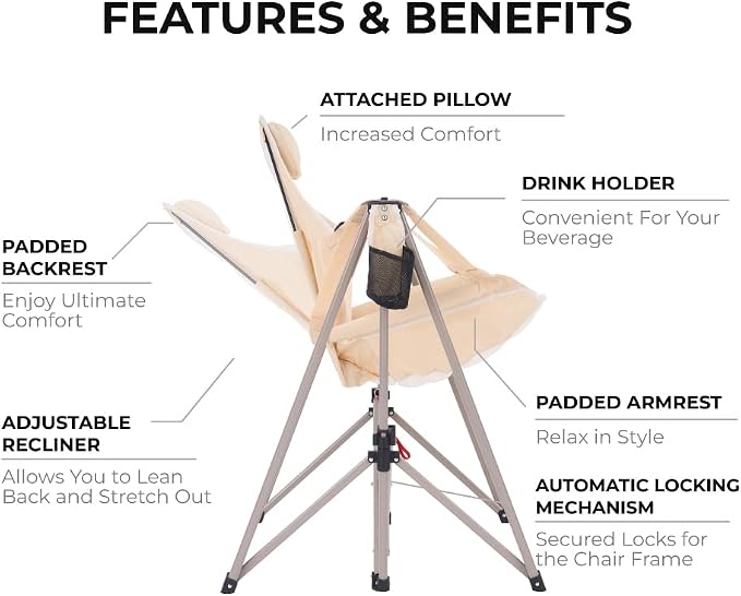 Portable Swing Hammock Chair | Foldable Recliner Rocking Lounger - Image 3