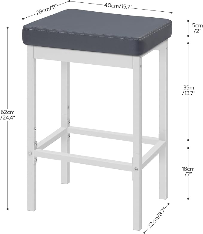 HOOBRO Bar Stools, 24.8-Inch Height Stools, Breakfast Bar Stools, Kitchen Bar - Image 3