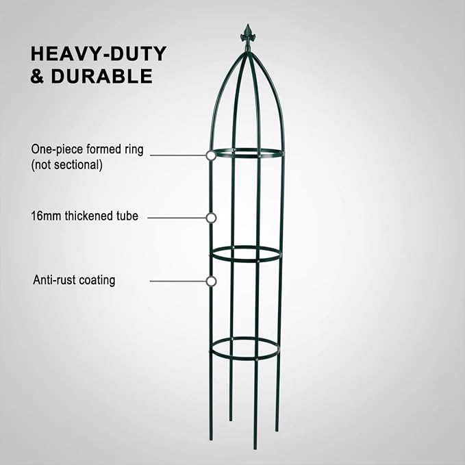 100% Metal Obelisk Garden Trellis 6.3 Feet Tall Sturdy Plant Support - Image 3