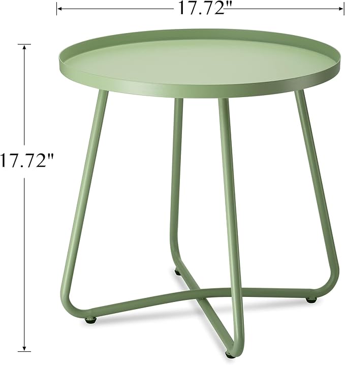 danpinera Outdoor Side Tables, Weather Resistant Steel Patio Side Table - Image 3