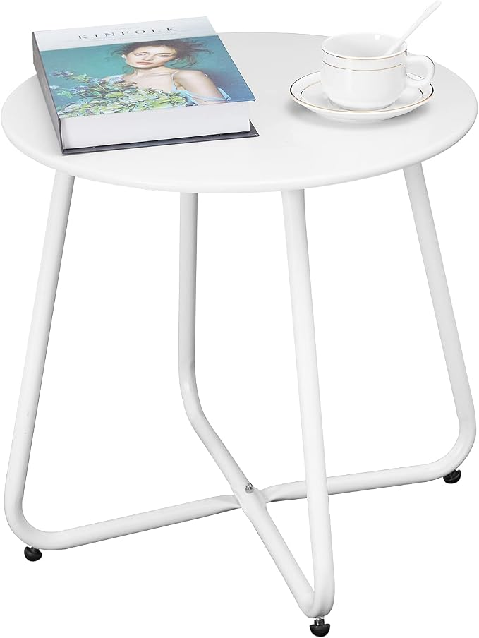 Outdoor Table Small Patio Side Table Waterproof Round Metal Side Table Weather by Juserox