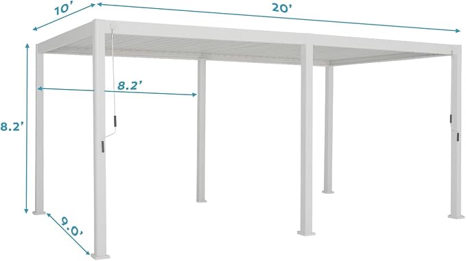 Mirador 111S Round Louvered Pergola Gazebo, 10Ft x 20Ft, Full Aluminum Frame - Image 6
