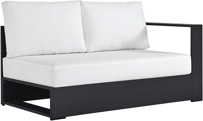 Modway Tahoe Aluminum Modular Right-Facing Outdoor Patio Loveseat in Gray White - Image 3