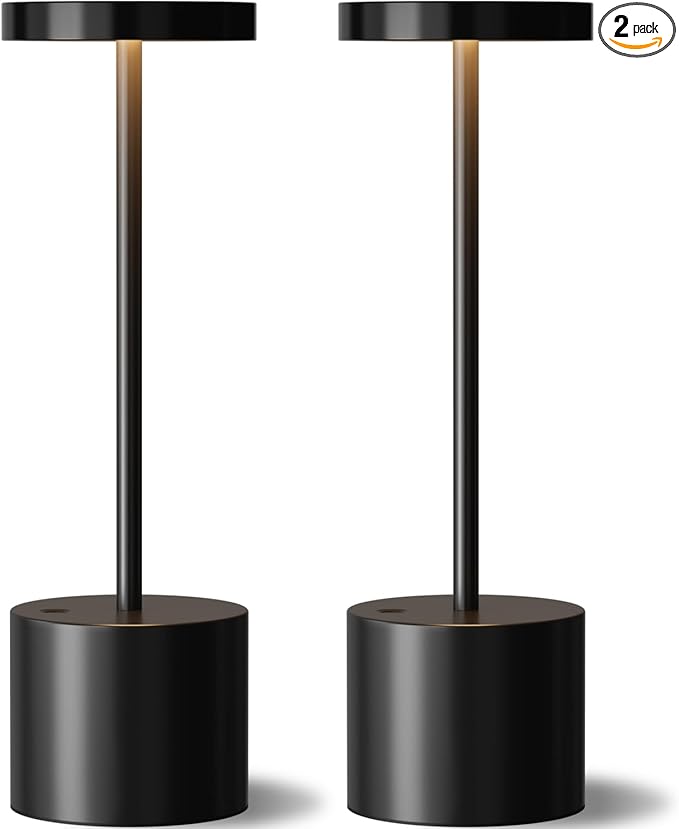 Black Cordless Table Lamp, 4000mAh Rechargeable Battery Powered Lamps, 3 Color by KakanuoLightings