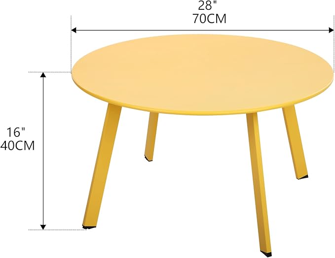 Outdoor Side Table, Outdoor/Indoor Metal Steel Patio Coffee Table, Round - Image 3