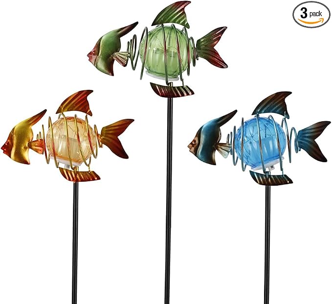Outdoor Garden Solar Lights, Fish Outdoor Figurine Lights by SATHGA