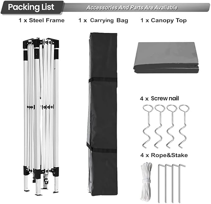 10x10ft Pop Up Canopy Tent, Heavy Duty Waterproof Folding Tent - Image 5