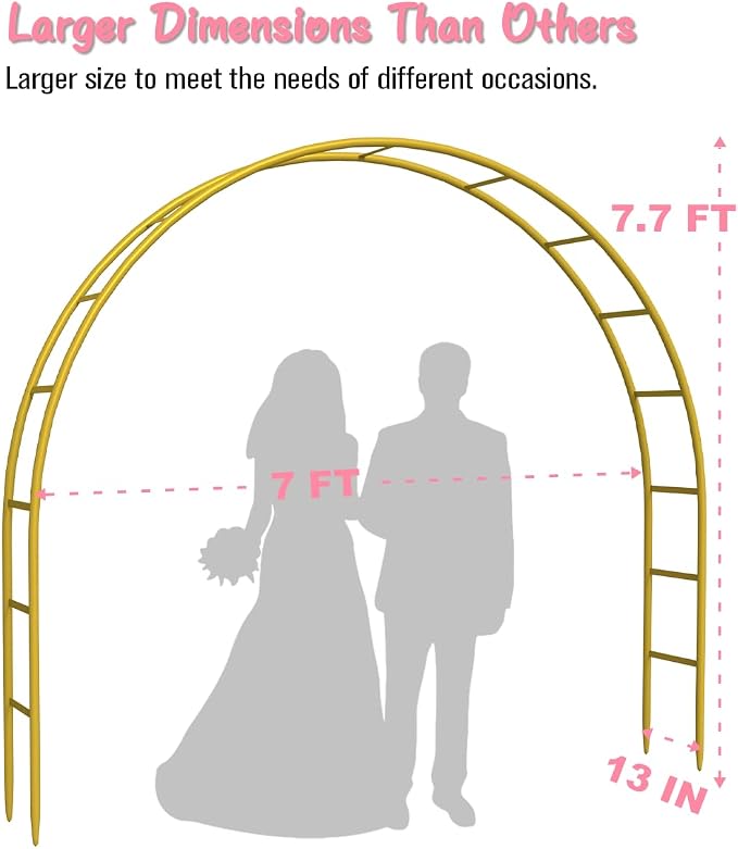 Queension Metal Arch Backdrop Stand 7Ft Wide 7.7Ft High, Wedding Arch Frame - Image 2
